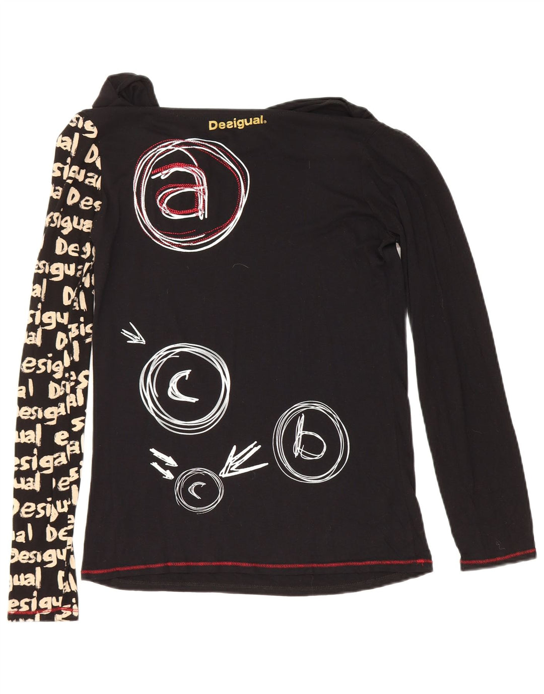 Desigual Haut graphique à manches longues pour femme UK 12 Medium Noir