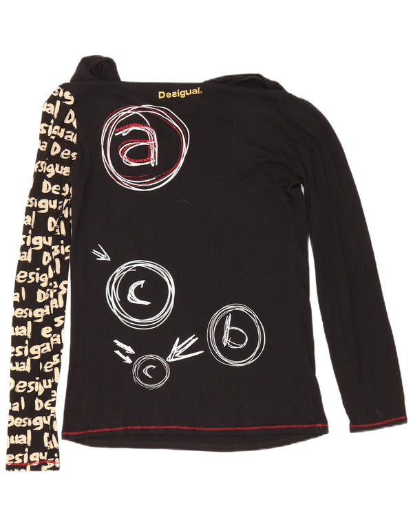 Desigual Haut graphique à manches longues pour femme UK 12 Medium Noir