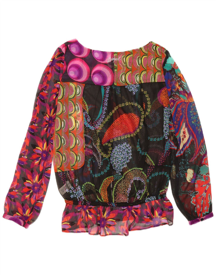 Desigual Femme Blouse à Motif Abstrait Top UK 18 XL Multicolore