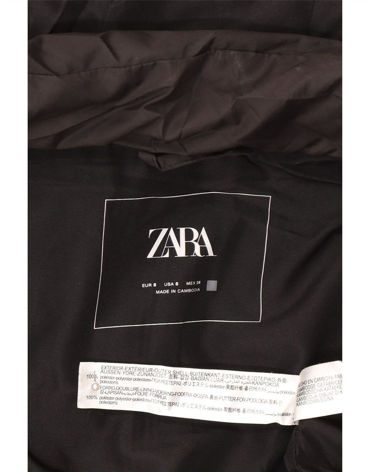 Zara Manteau rembourré sans manches à capuche pour femme UK 14 Polyester noir moyen