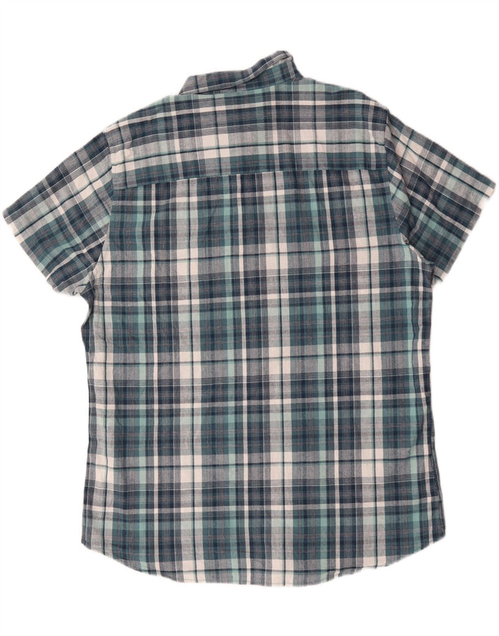 M&CO Chemise à manches courtes pour homme XL en coton à carreaux bleu