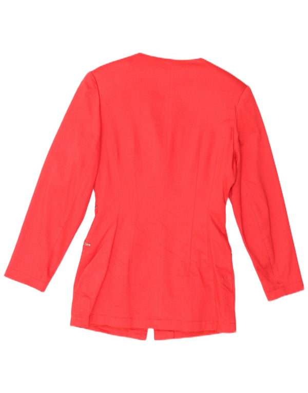 vintage Femme Full Zip Blazer Jacket UK 8 Petite Viscose Rouge
