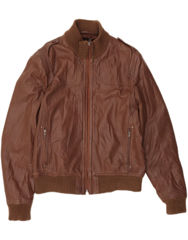 veste en cuir homme vintage UK 40 Grand cuir brun