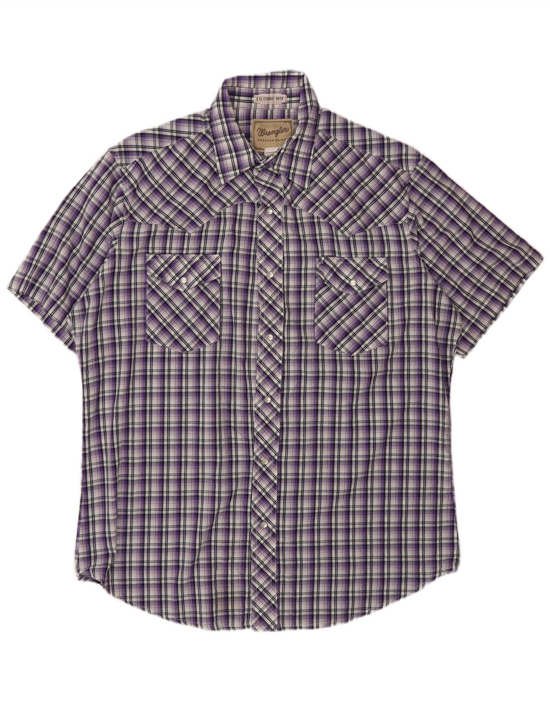 Wrangler Chemise à manches courtes pour homme en coton à carreaux violets