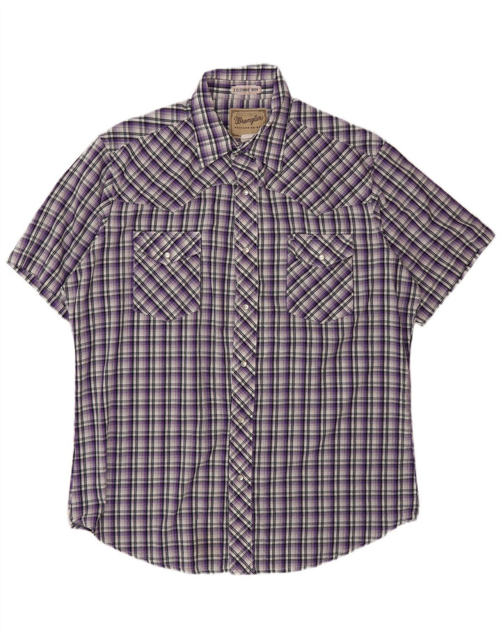 Wrangler Chemise à manches courtes pour homme en coton à carreaux violets