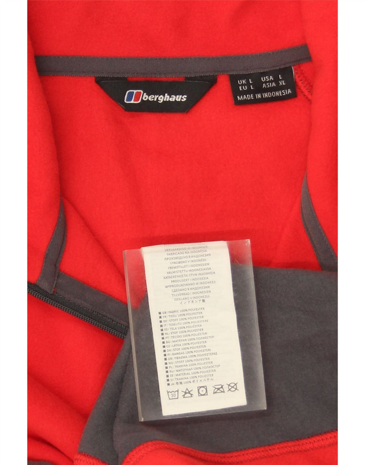 Berghaus Pull polaire à col zippé pour homme Large Rouge Colorblock Polyester