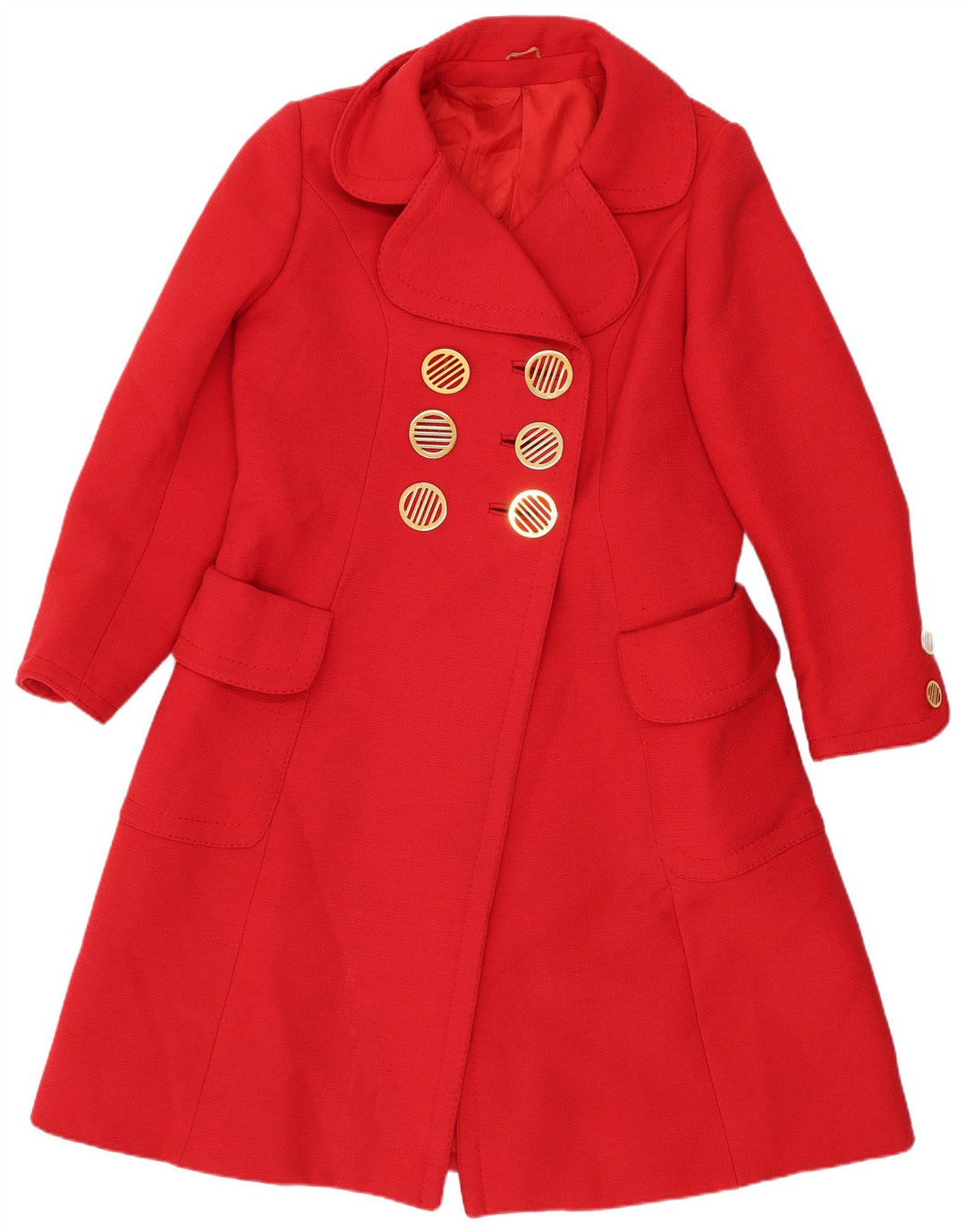 vintage Femme Double Breasted Coat UK 12 Rouge Moyen