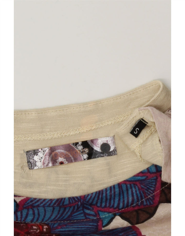 DESIGUAL Haut Graphique Femme Manches 3/4 UK 8 Petit Floral Multicolore