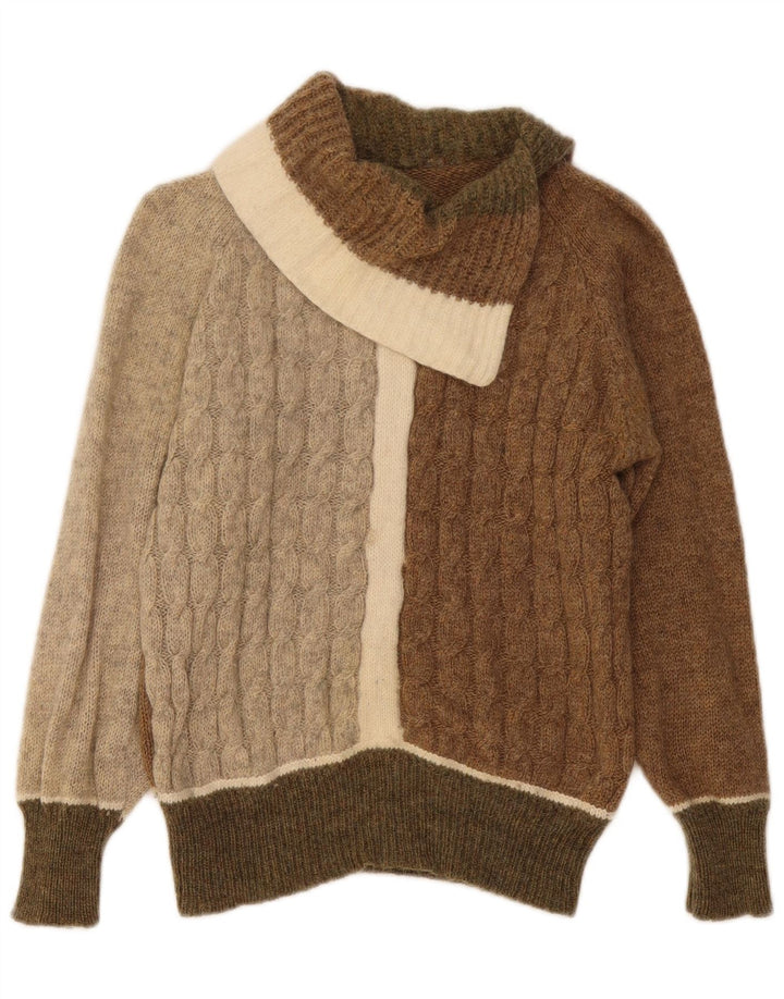 VINTAGE Femme Col Châle Pull Pull UK 12 Moyen Multicolore