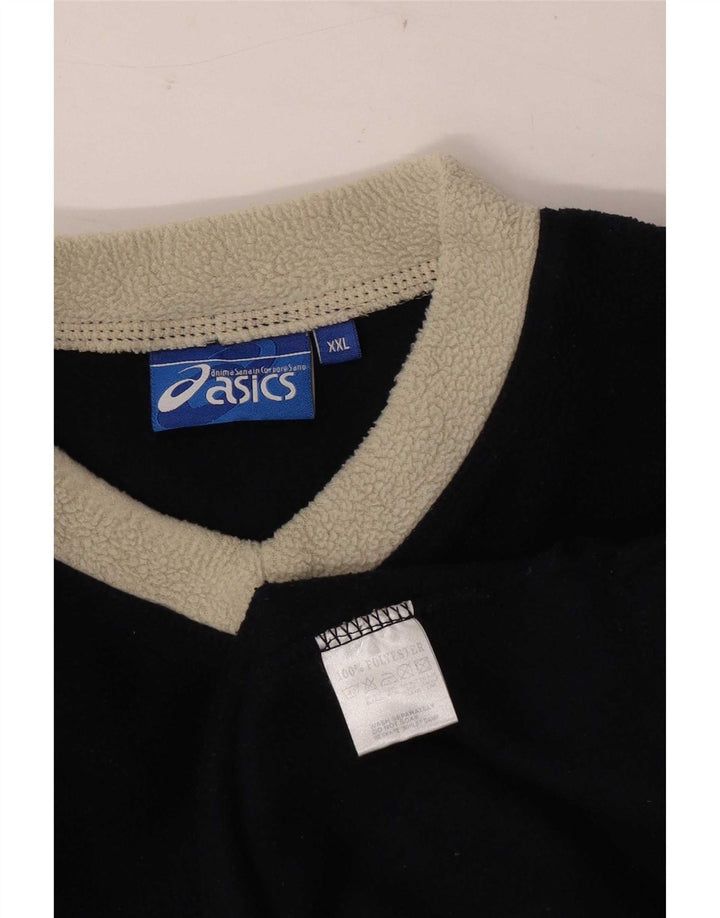 Asics Pull polaire pour homme 2XL Bleu marine Colorblock Polyester