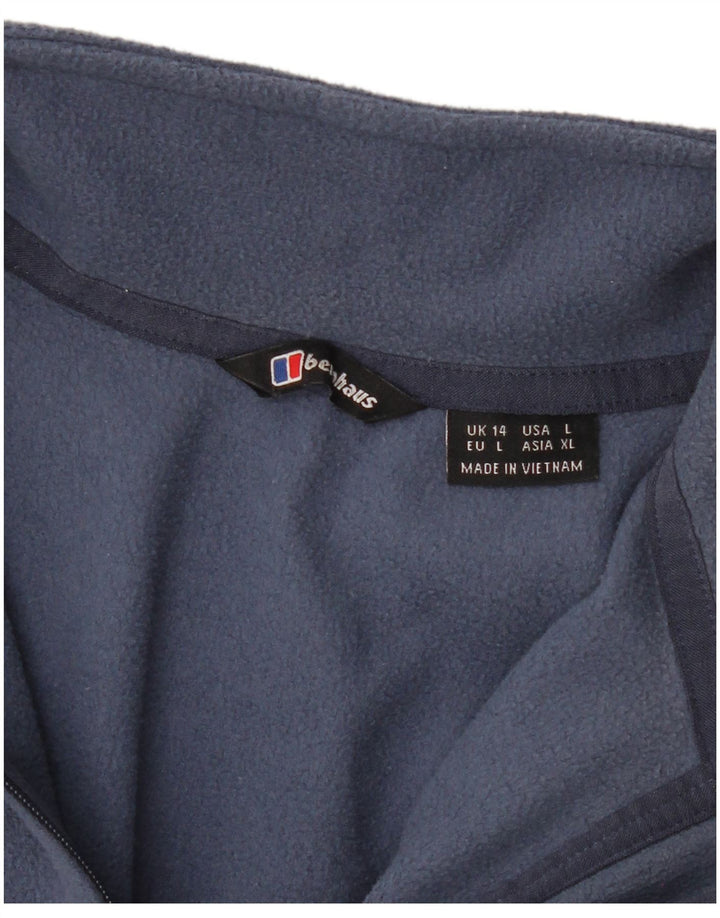BERGHAUS Pull polaire à col zippé pour femme UK 14 Large Bleu marine