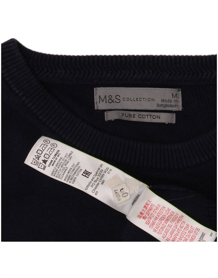 MARKS & SPENCER Pull Col Rond Homme Bleu Marine Moyen Coton
