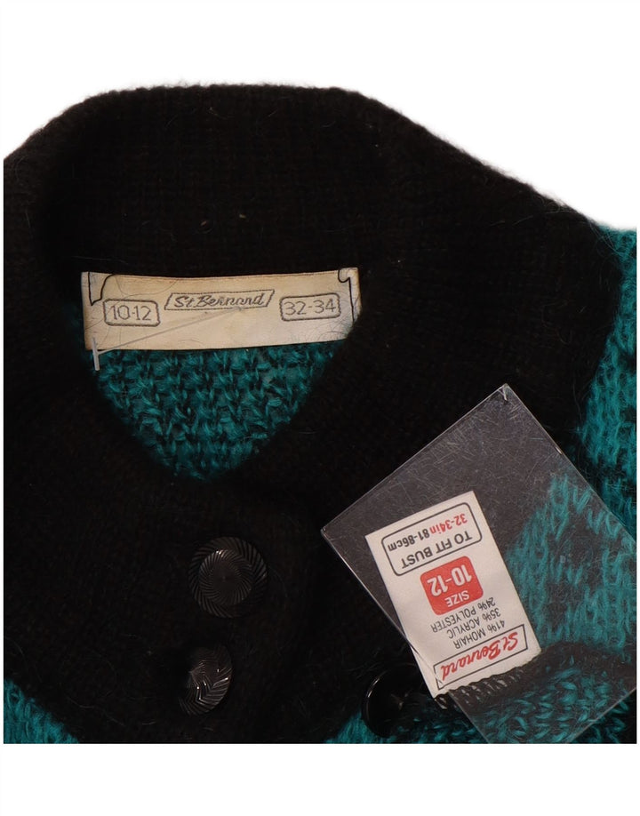 St. Bernard Pull Cardigan Femme UK 10/12 Pied-de-Poule Turquoise Moyen