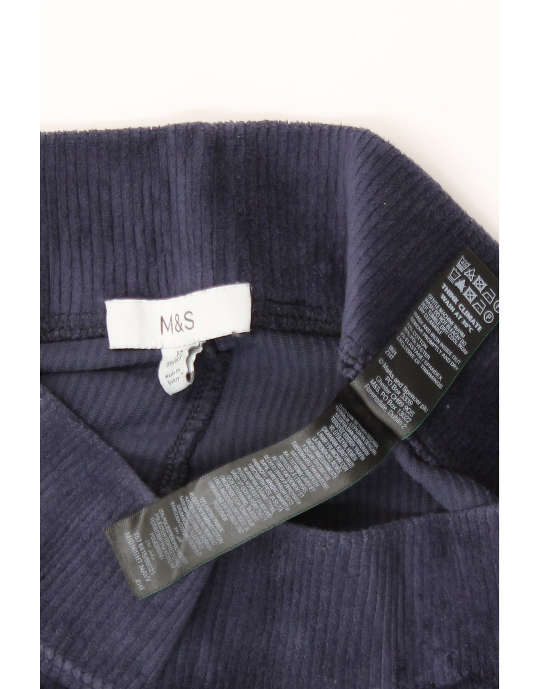 Marks & Spencer Leggings en velours pour femme UK 12 Bleu marine moyen Coton