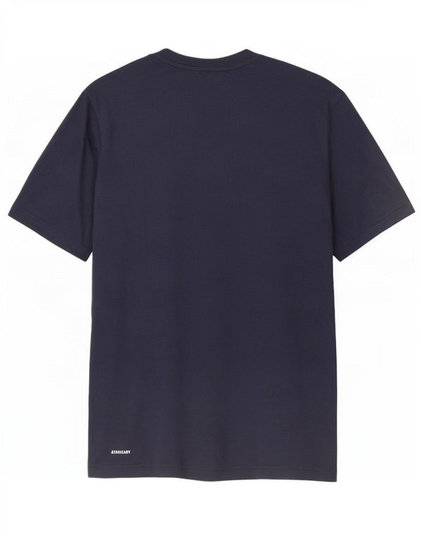 Adidas Hommes Aeroready Graphic T-Shirt Top Petit Bleu Marine Polyester