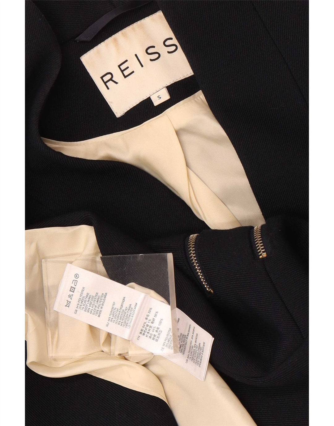 Reiss Veste Blazer 1 Bouton Femme UK 10 Petit Bleu Marine Polyester