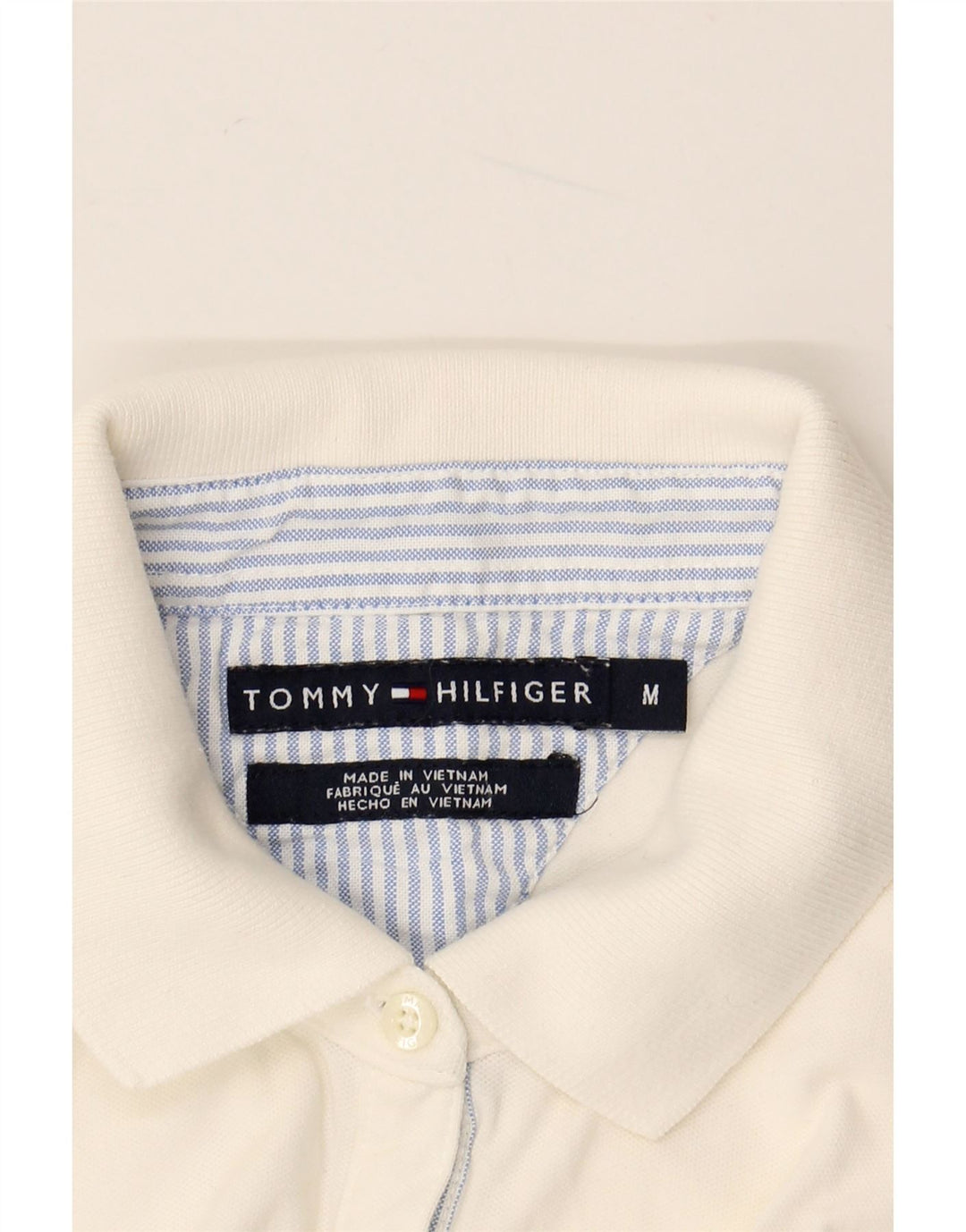 TOMMY HILFIGER Polo Femme UK 14 Medium Blanc