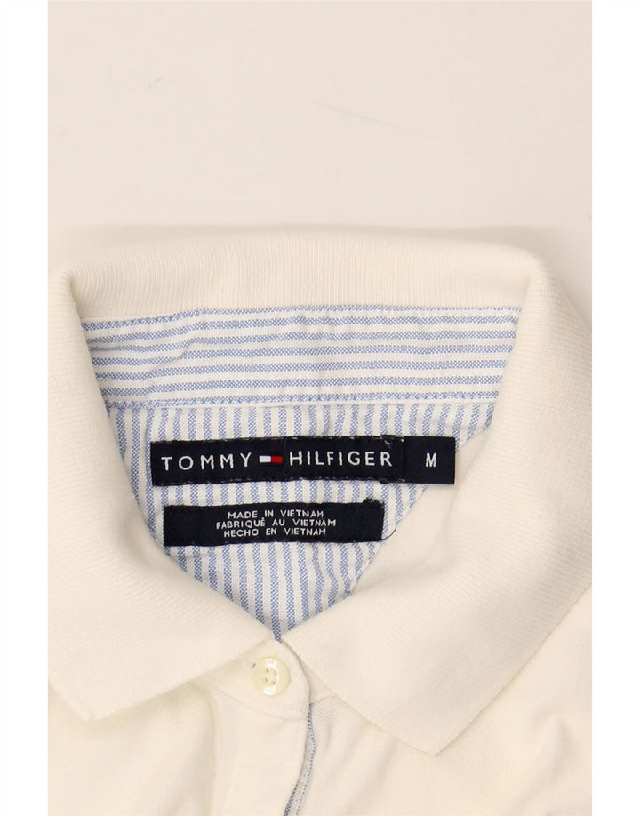 TOMMY HILFIGER Polo Femme UK 14 Medium Blanc