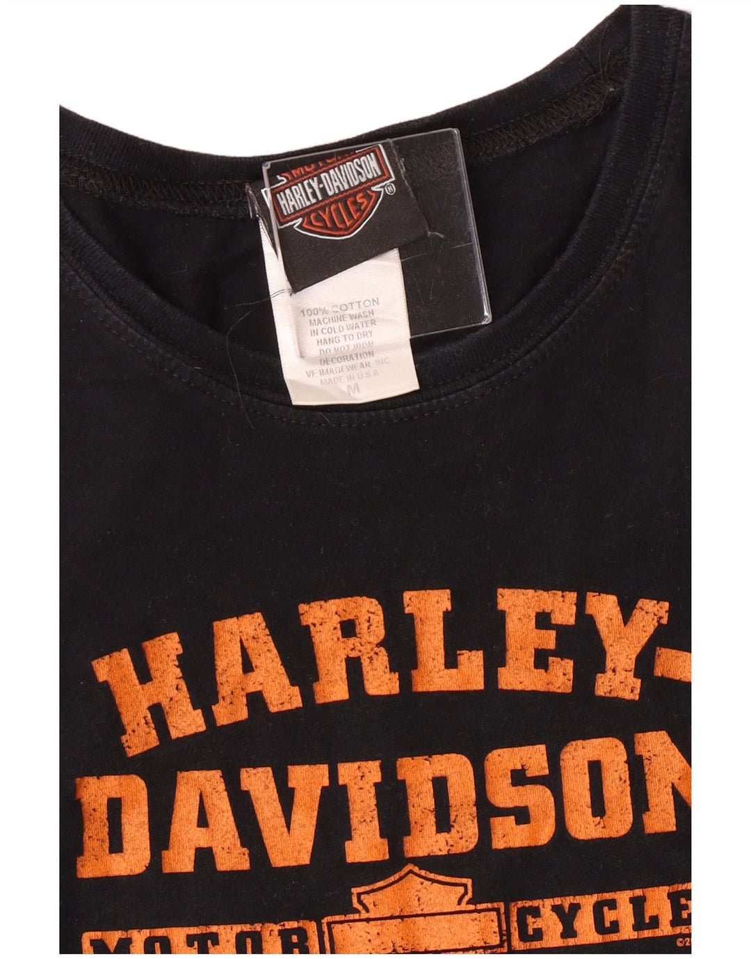 HARLEY DAVIDSON T-shirt graphique pour femme UK 12 en coton noir moyen