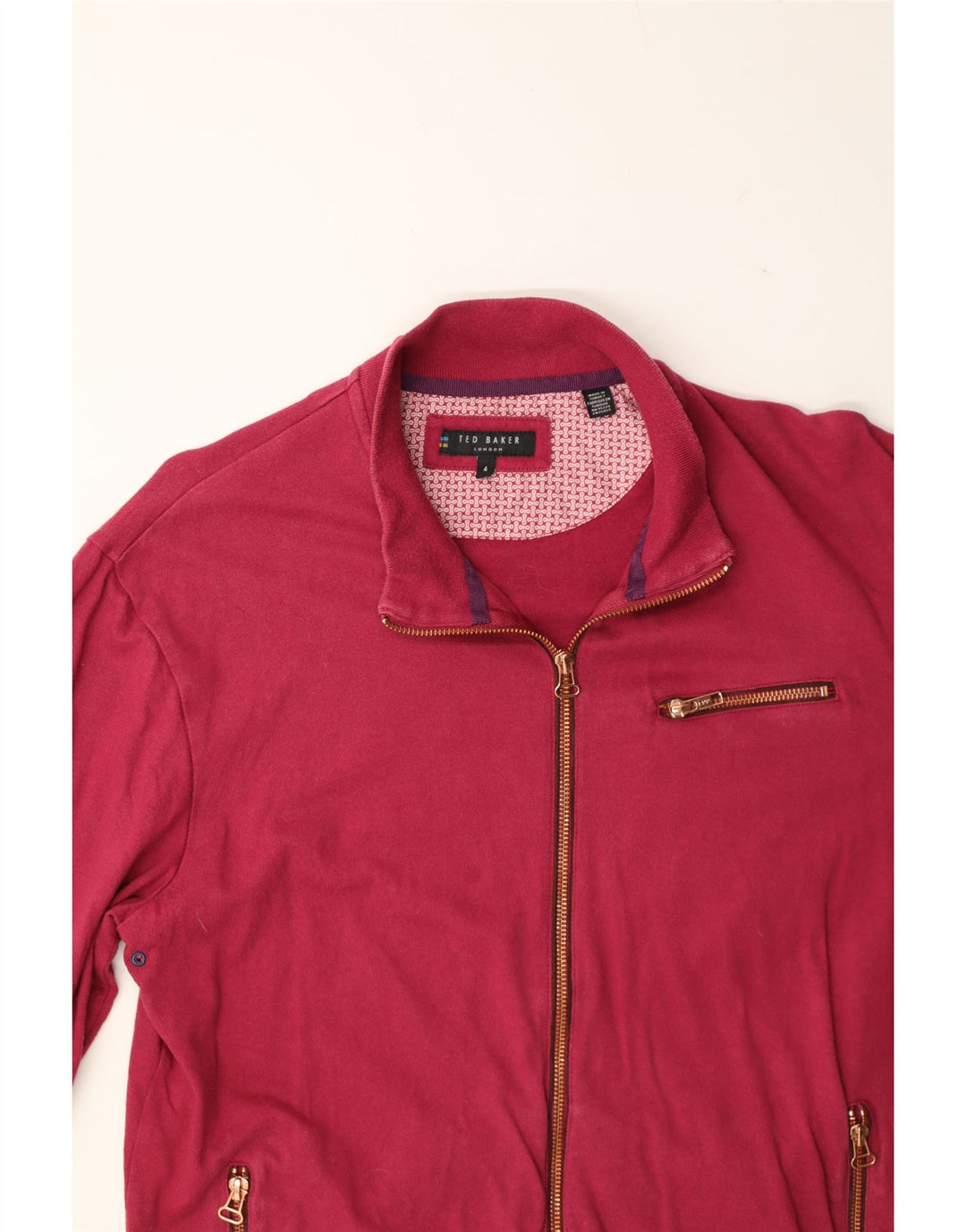 TED BAKER Womens Tracksuit Top Jacket Size 4 Large Pink Cotton Vintage Ted Baker and Second-Hand Ted Baker from Messina Hembry 