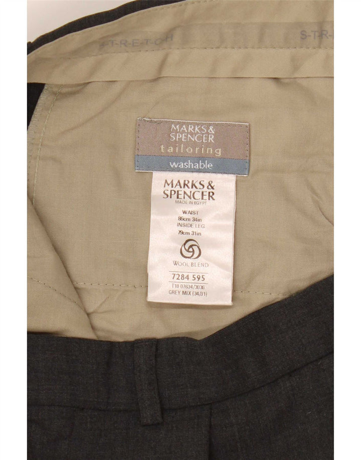 Marks & Spencer Pantalon de costume sur mesure pour homme W34 L28 Gris Polyester