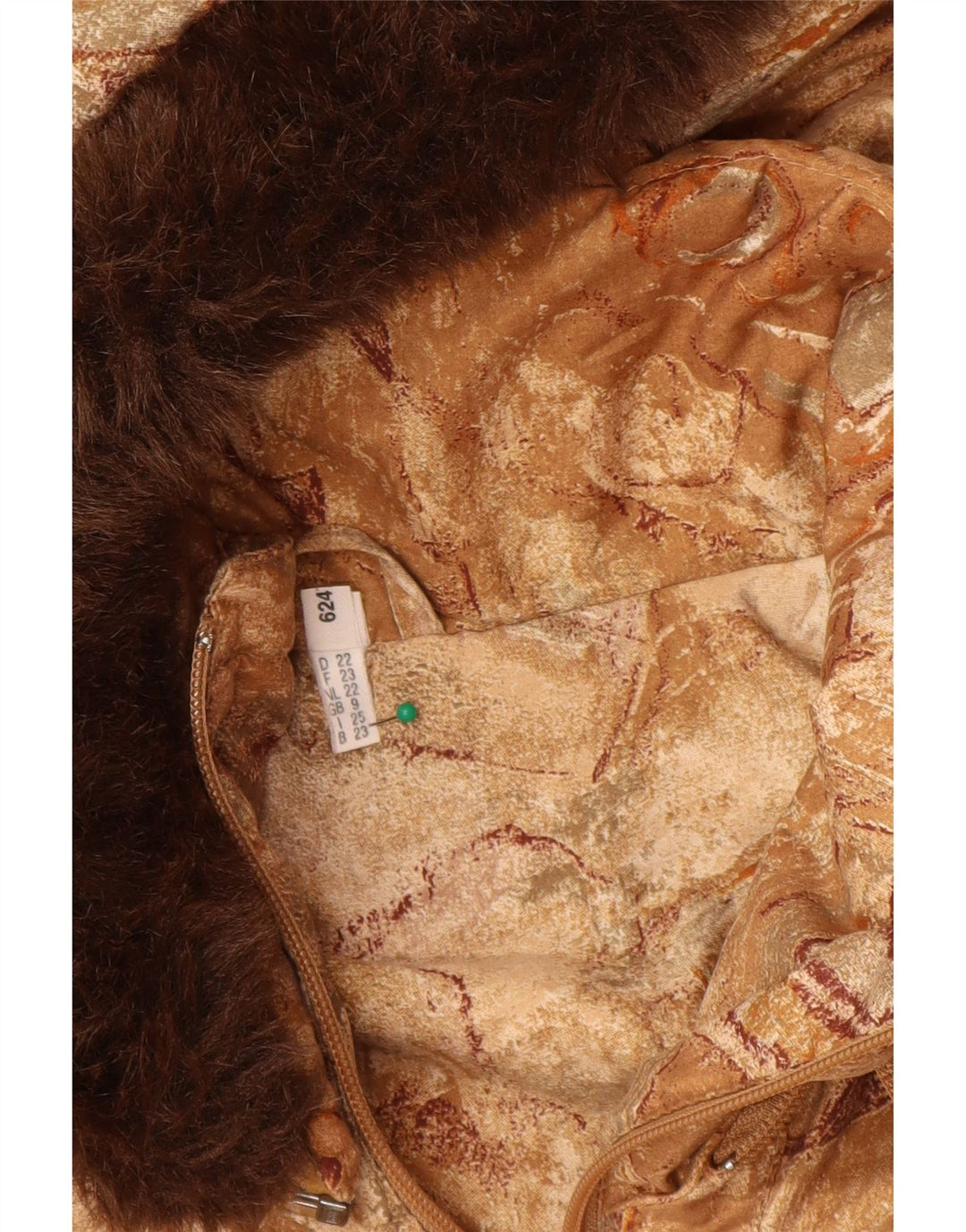 VINTAGE Femme Coupe-vent à capuche Manteau Taille 22 3XL Beige Géométrique