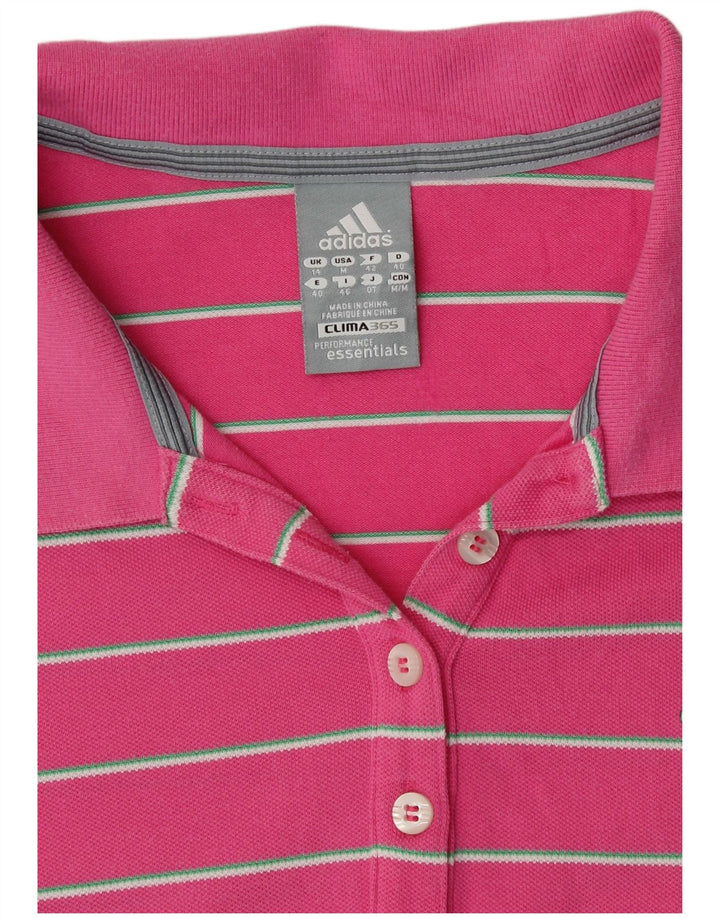 ADIDAS Polo Clima 365 pour femme UK 14 Rose moyen rayé