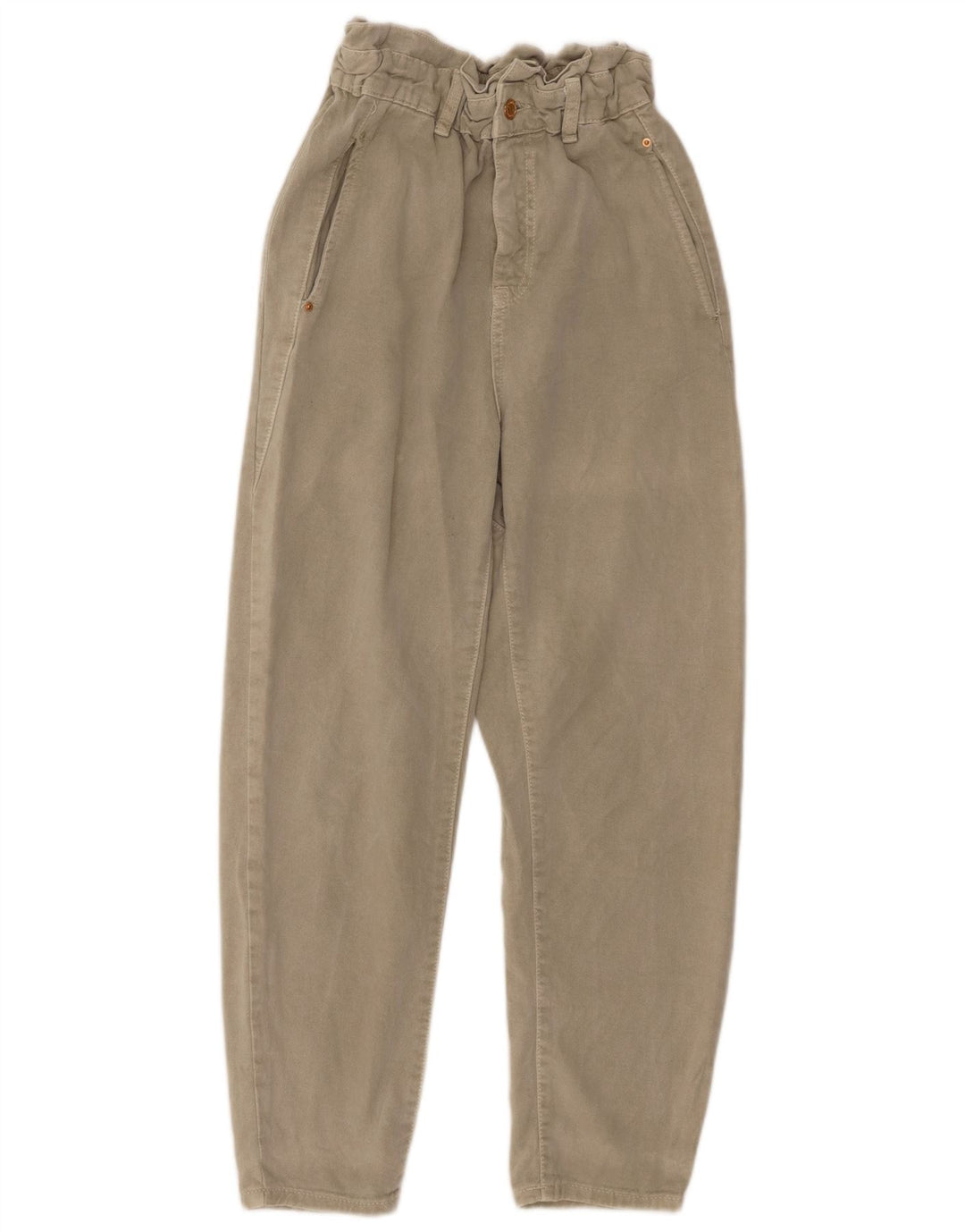 ZARA Pantalon décontracté taille haute fuselé pour femme EU 36 XS W26 L26 Gris