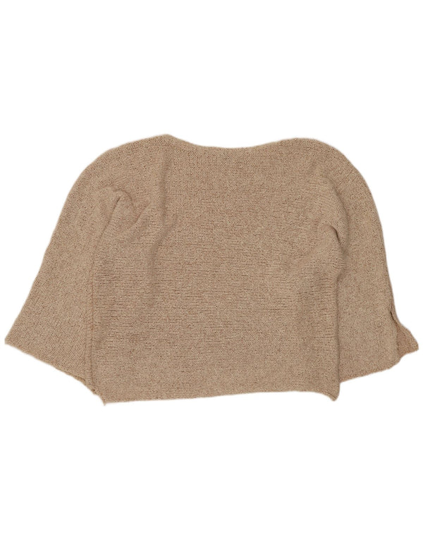 Zara Pull court surdimensionné à col bateau pour femme UK 14 Beige moyen
