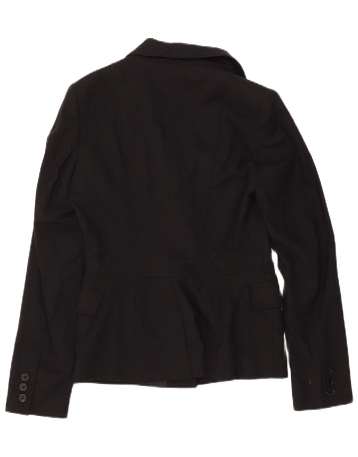 REISS Veste Blazer 1 Bouton Femme UK 8 Petite Laine Noire