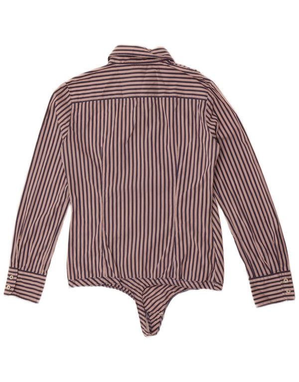 Benetton Body à manches longues pour femme UK 44 Large Bleu marine rayé