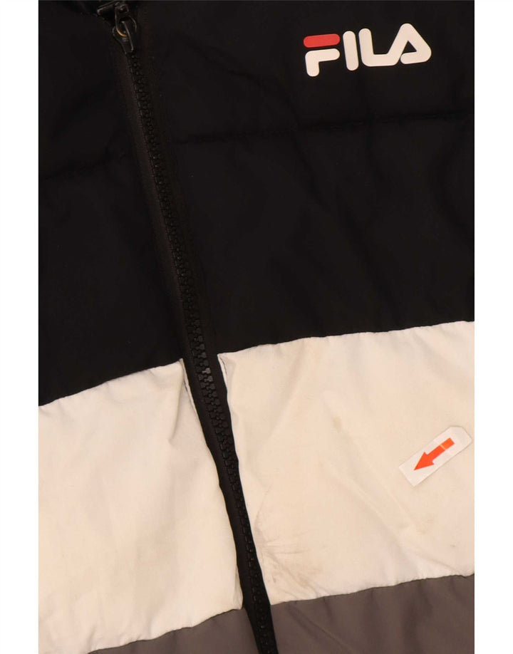 Fila Veste matelassée graphique pour garçons 12-13 ans Noir Colorblock Polyester