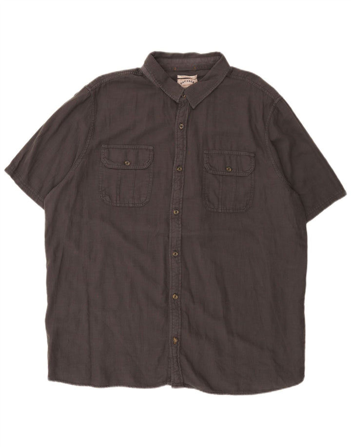 Fat Face Chemise à manches courtes pour homme Coupe régulière 3XL Gris Coton