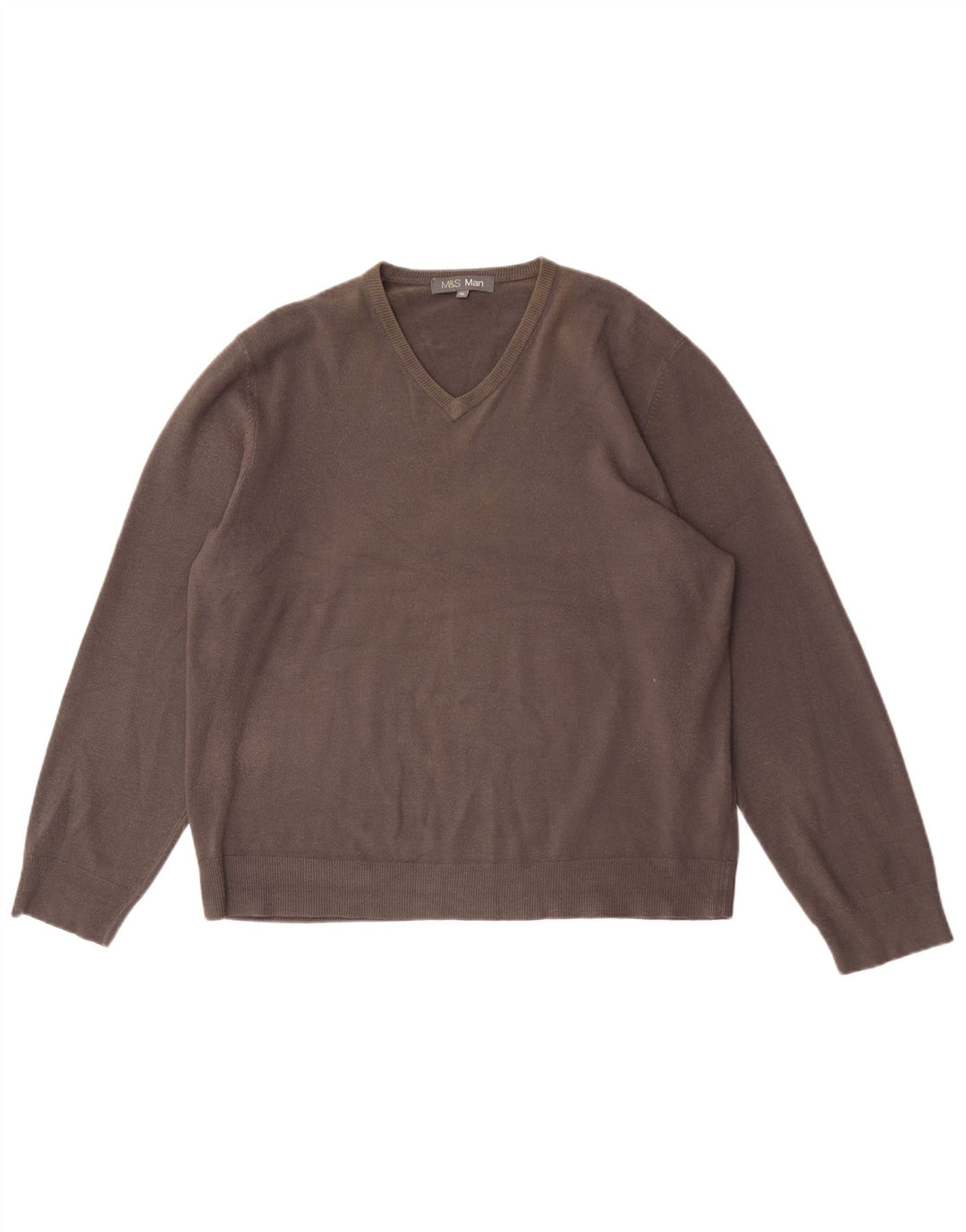 MARKS & SPENCER Pull col V Homme XL Gris Acrylique
