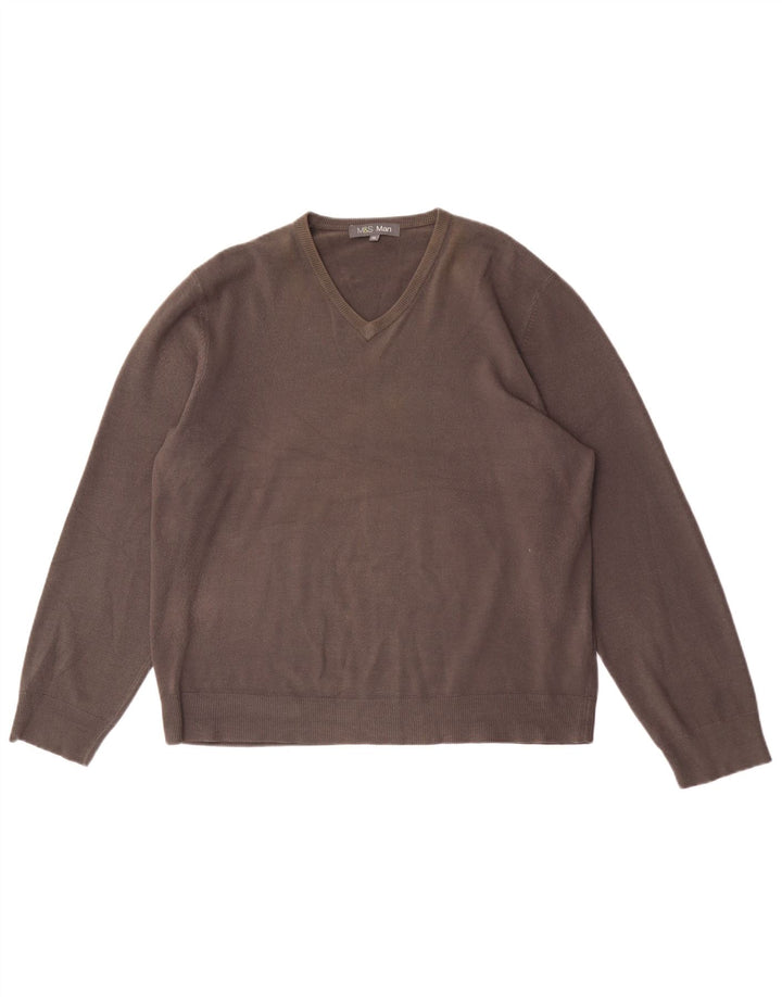 MARKS & SPENCER Pull col V Homme XL Gris Acrylique