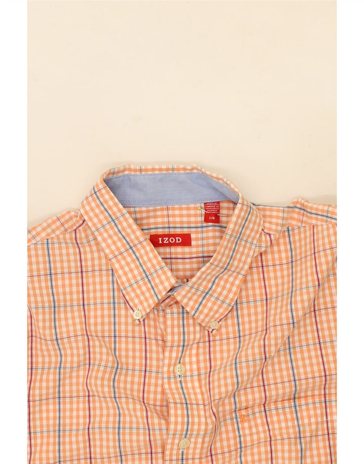 IZOD Mens Shirt Large Orange Check Cotton Vintage Izod and Second-Hand Izod from Messina Hembry 