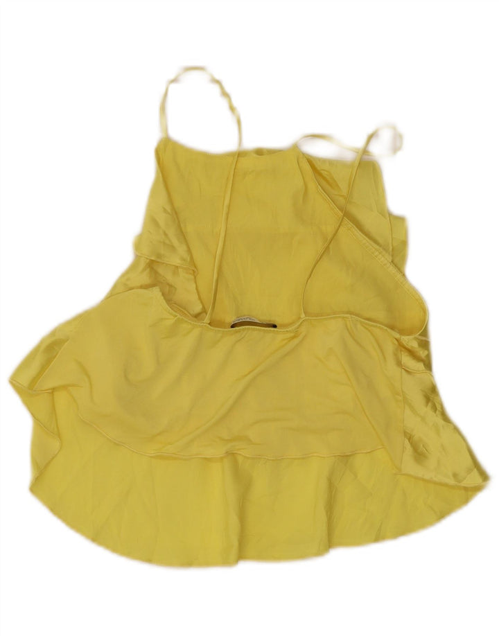 Zara Haut à volants sans manches pour femme UK 8 Small Jaune