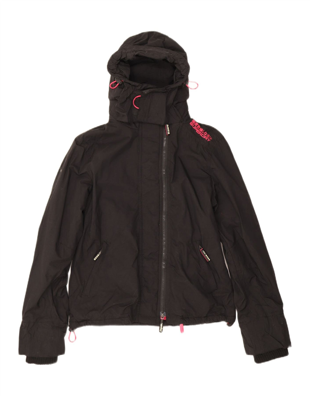Superdry Veste coupe-vent graphique pour femme UK 14 Noir moyen