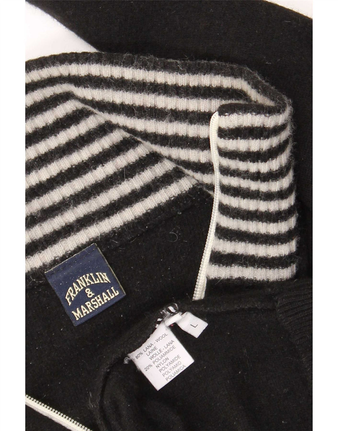 Franklin & Marshall Cardigan graphique pour homme en laine rayée noire