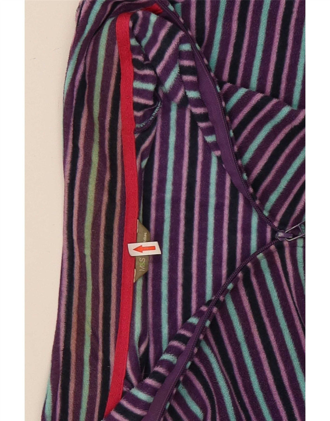 Marks & Spencer Veste Polaire Femme UK 22 2XL Violet Rayé Polyester