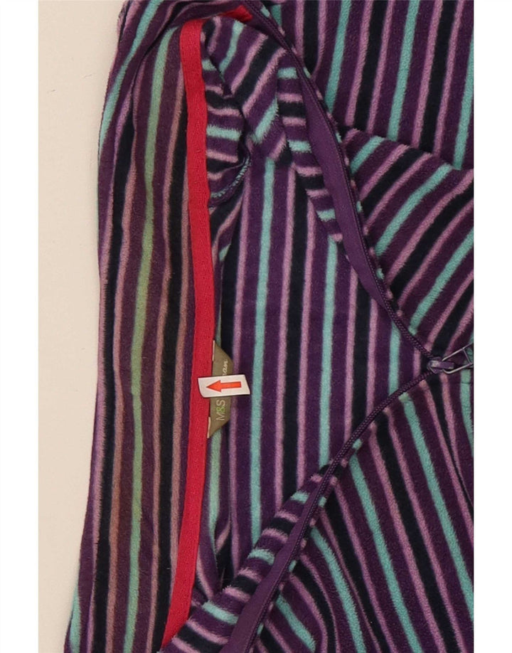 Marks & Spencer Veste Polaire Femme UK 22 2XL Violet Rayé Polyester