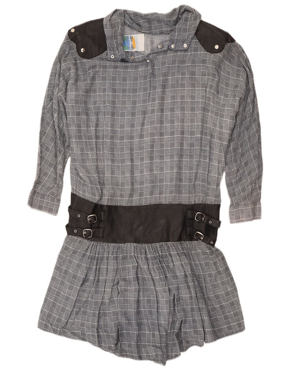 Casablanca Robe à manches longues et taille basse pour femme UK 12 Gris moyen à carreaux