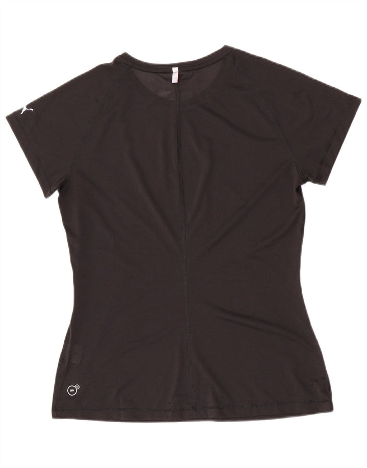 Puma Womens See Through Graphic T-Shirt Top UK 12 Noir Moyen