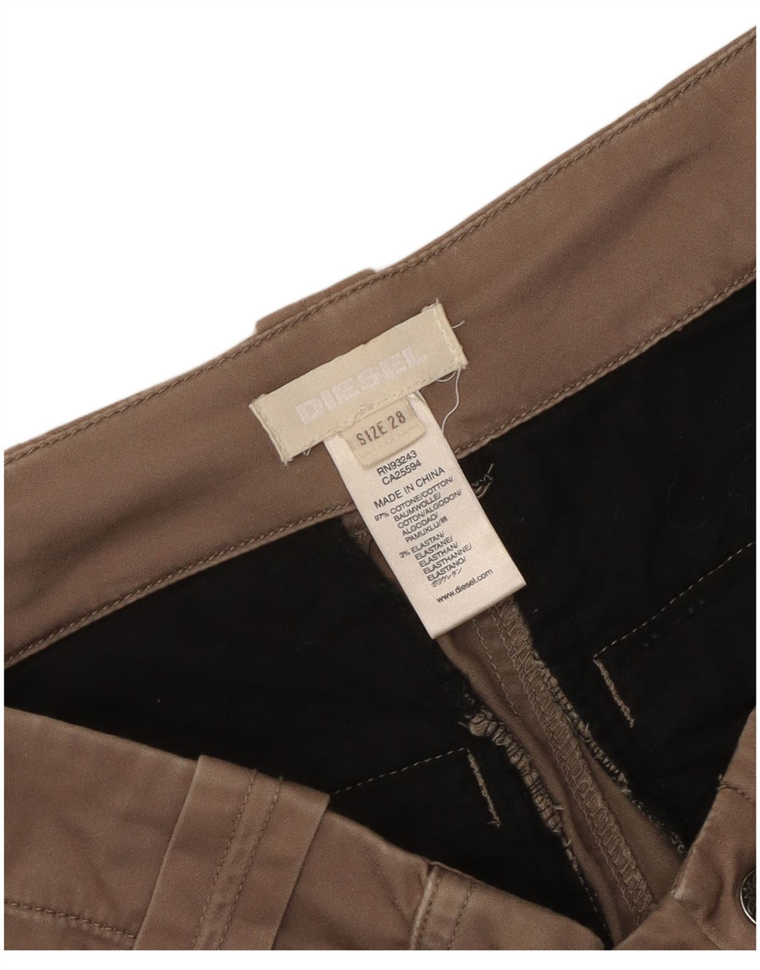 Diesel Pantalon Cargo Slim Femme W28 L33 Marron Coton