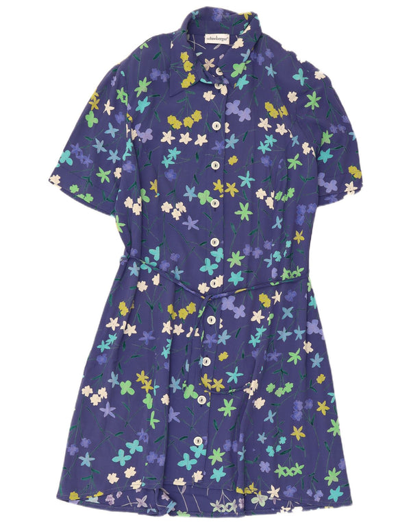 Schneberger Robe chemise à manches courtes pour femme UK 18 XL Bleu Floral