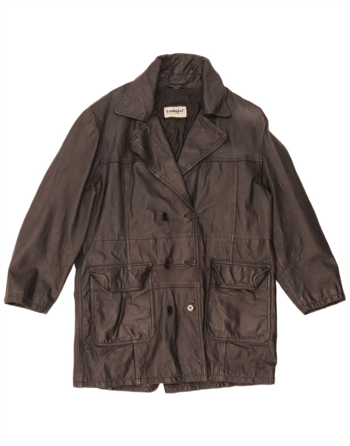 Conbipel Manteau en Cuir Oversize Femme IT 42 Cuir Noir Moyen
