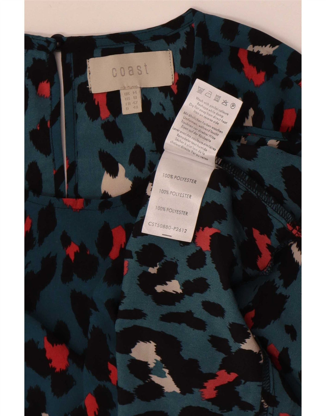Coast Chemisier à manches longues pour femme UK 44 Grand Bleu Moucheté Polyester