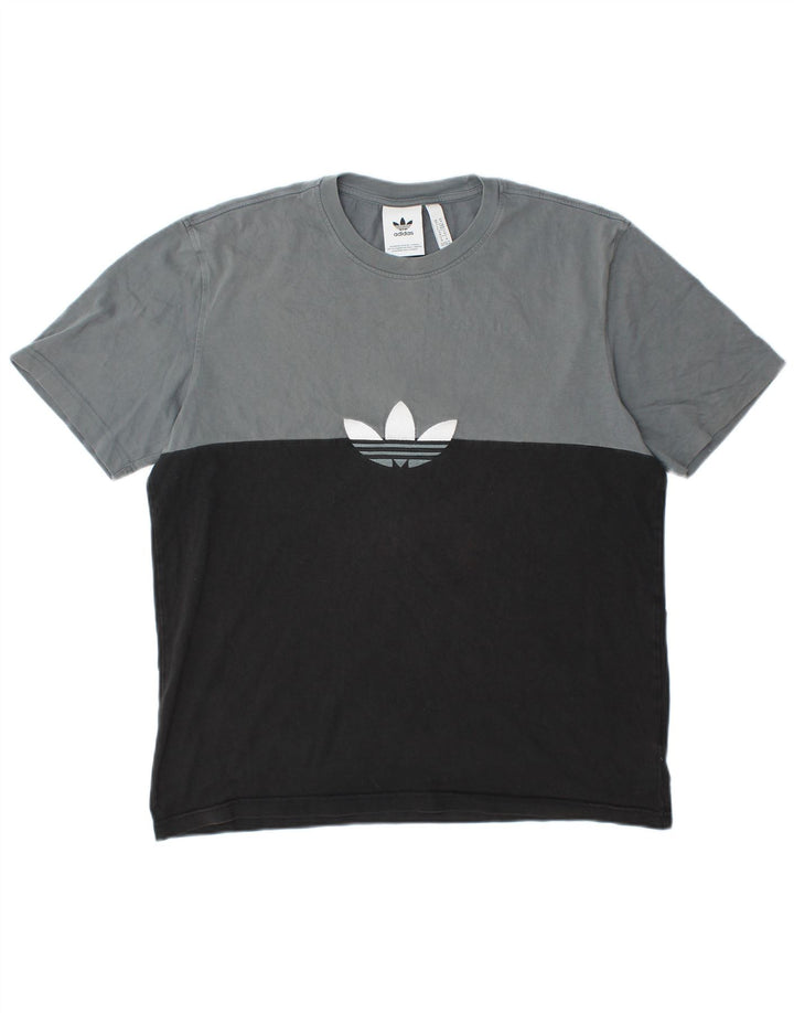 ADIDAS T-shirt graphique pour homme en coton color block noir moyen