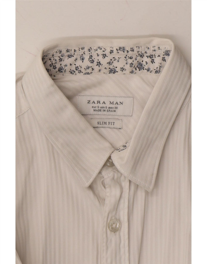 ZARA Mens Slim Fit Shirt Small White Pinstripe Cotton Vintage Zara and Second-Hand Zara from Messina Hembry 