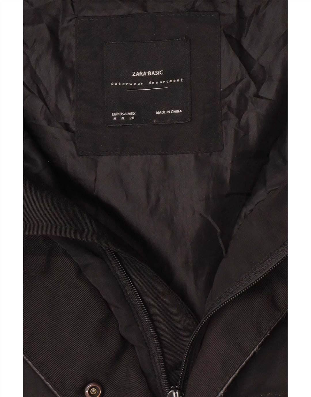 Zara Manteau rembourré à capuche pour femme UK 14 Medium Noir